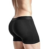 Rounderbum Men's Padded Underwear Boxer Briefs with Removable Butt Enhancing Pads - Black, Small - Padded Tech, Body Shaping, Invisible Under Clothing, More Volume Instantly