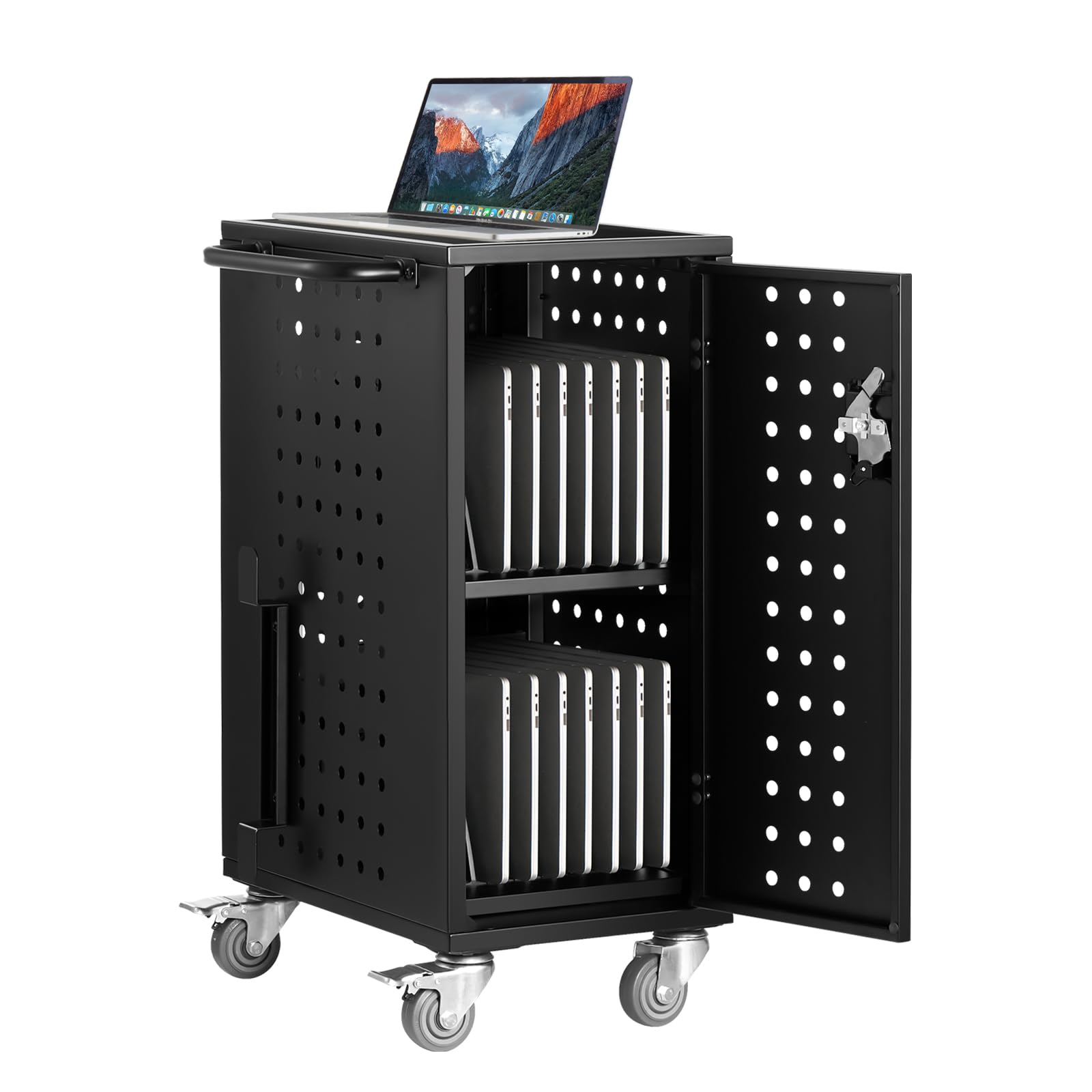 Photo 1 of VEVOR 16 Device Charging Station with Lock & Key, Mobile Charging Cart for Chromebook, iPads, Tablet and Laptop, Up to 15.6 in Screen Size, Office and Classroom Locking Charging Station