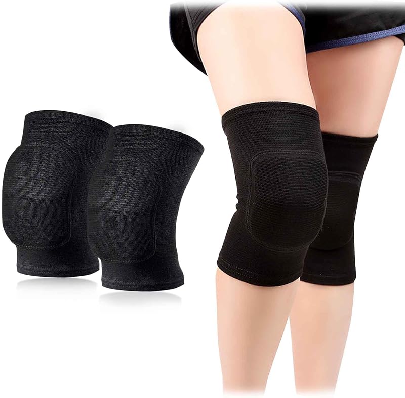 AYNKH 1 Pair Stretchy Knee Pads Full Black Soft Brace Breathable Sleeve