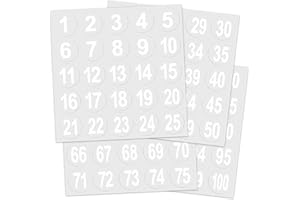 Teling White 400 Pcs Sports Helmet Numbers Sticker 1.5 Inches Football Helmet Decals Vinyl Hockey Numbers Decals Self Adhesive Softball Number Stickers for Hockey Baseball Batting Lacrosse