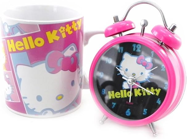 Alarma de caja Hello Kitty + rosa taza de negro.: Amazon.es: Hogar