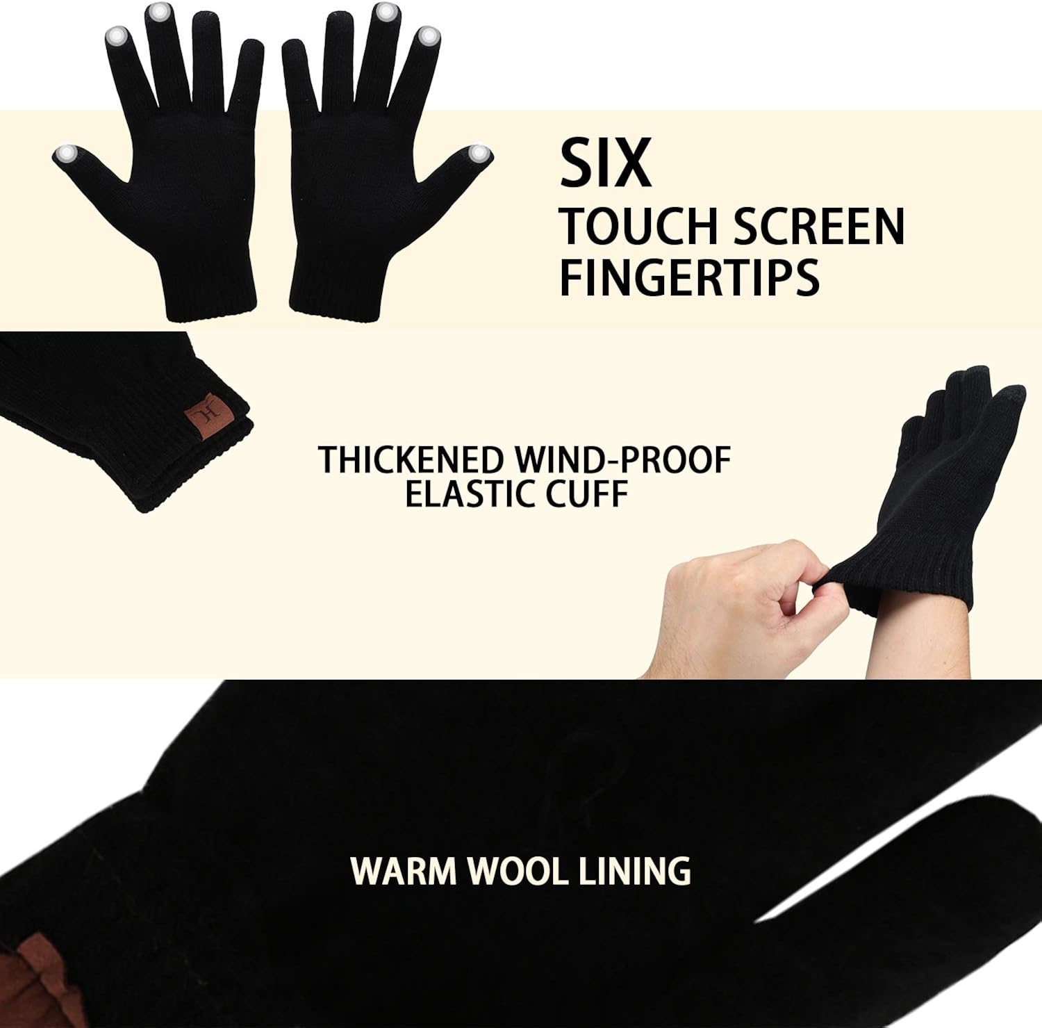 Winter Men Beanie Hat, Scarf, Touch Screen Gloves, 3 Pieces Winter Warm Clothing Set For Men, Black, One Size at  Men’s Clothing store