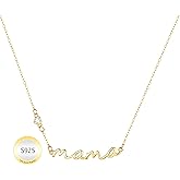 Juvux Mama Necklace for Women Mom Jewelry-S925 Sterling Silver Heart Zircon Birthstone Adjustable Trendy Dainty Pendant for Wife Grandmother Birthday Mother's Day Anniversary Christmas