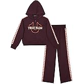 True Religion Girls 2 Piece Fleece Hooded Jogger Set – Zip-Front Hoodie & Sweatpants Outfit
