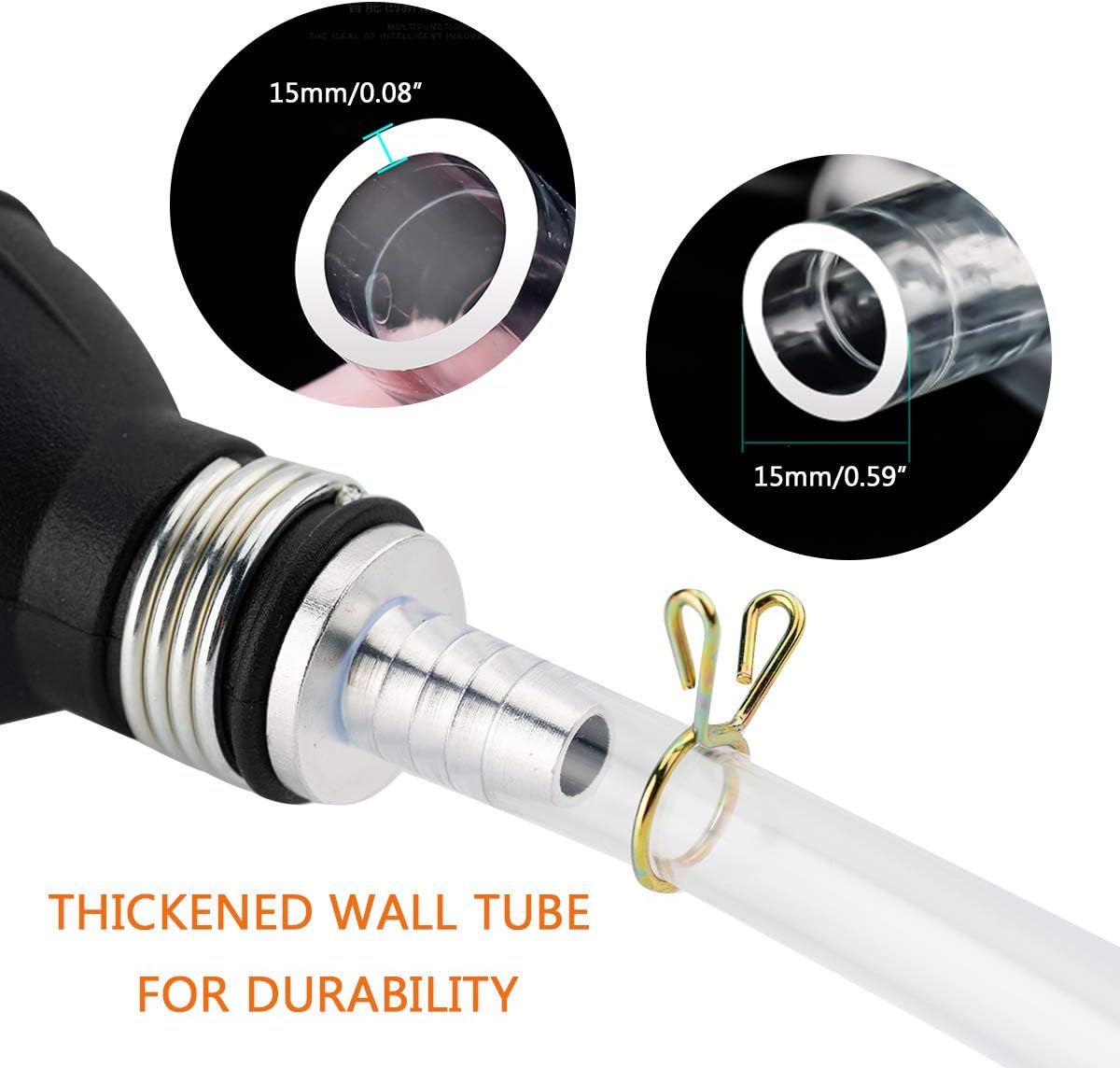 Locisne Water Liquid Transfer Pump,Portable Car Fuel Transfer Manual Hand Siphon Pump for Gas Gasoline Petrol Oil Diesel Liquid Water Fish Tank Solvent with total 2M Hose - Image 5