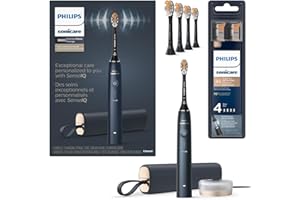 Philips Sonicare DiamondClean Prestige 9900 Rechargeable Electric Toothbrush with SenseIQ, 5 Premium All-in-One Brush Heads, Plaque Removal, Gum Care, Whitening, Midnight, BD9002AZ
