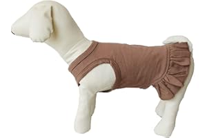 LOVELONGLONG Pet Clothes Small Dog Clothing Blank Color Sport Dress T-Shirts Tee Dresses Tanks Top for Small Size Female Dogs Summer Spring Pet Costumes 100% Cotton (XL, Coffee)