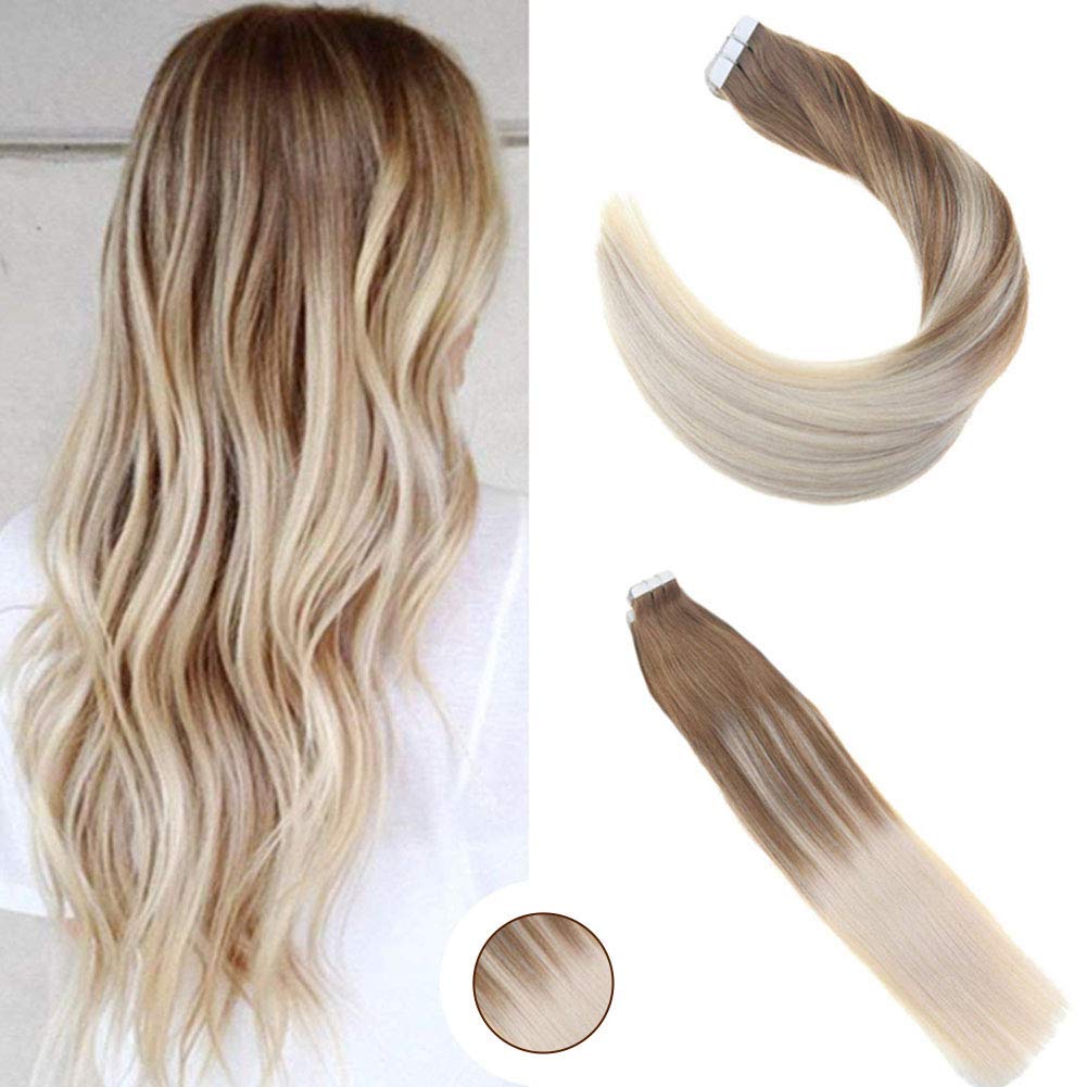 Amazon Com 20inch Glue In Remy Hair Extensions Balayage Color