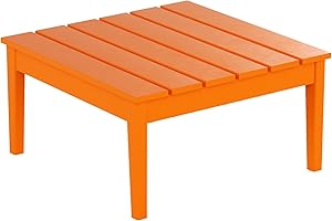 WestinTrends Ashore Outdoor Coffee Table, 32 Inch All Weather Poly Lumber Adirondack Patio Coffee Table Square Low Table, Orange