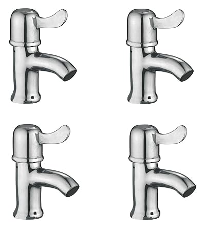 Oleanna Magic Brass Pillar Cock For Wash Basin And Sink Tap (Disc Fitting | Quarter Turn | Form Flow) Chrome - Pack Of 4 Nos