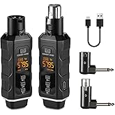 Wireless XLR Transmitter and Receiver UHF Wireless Microphone Adapter for 164FT Range 8-Hours Battery Wireless Mic Adapter For Condenser, Dynamic Mics, PA System,Mixer.