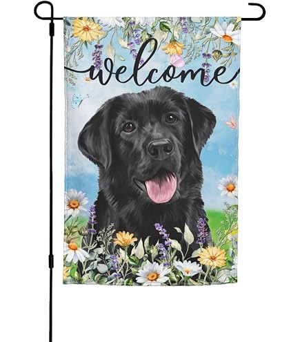 Dyrenson Gartenflagge 'Welcome Easter' Mit Labrador – 30,5x45,7 Cm, Wetterfest, Doppelseitig Bedruckt