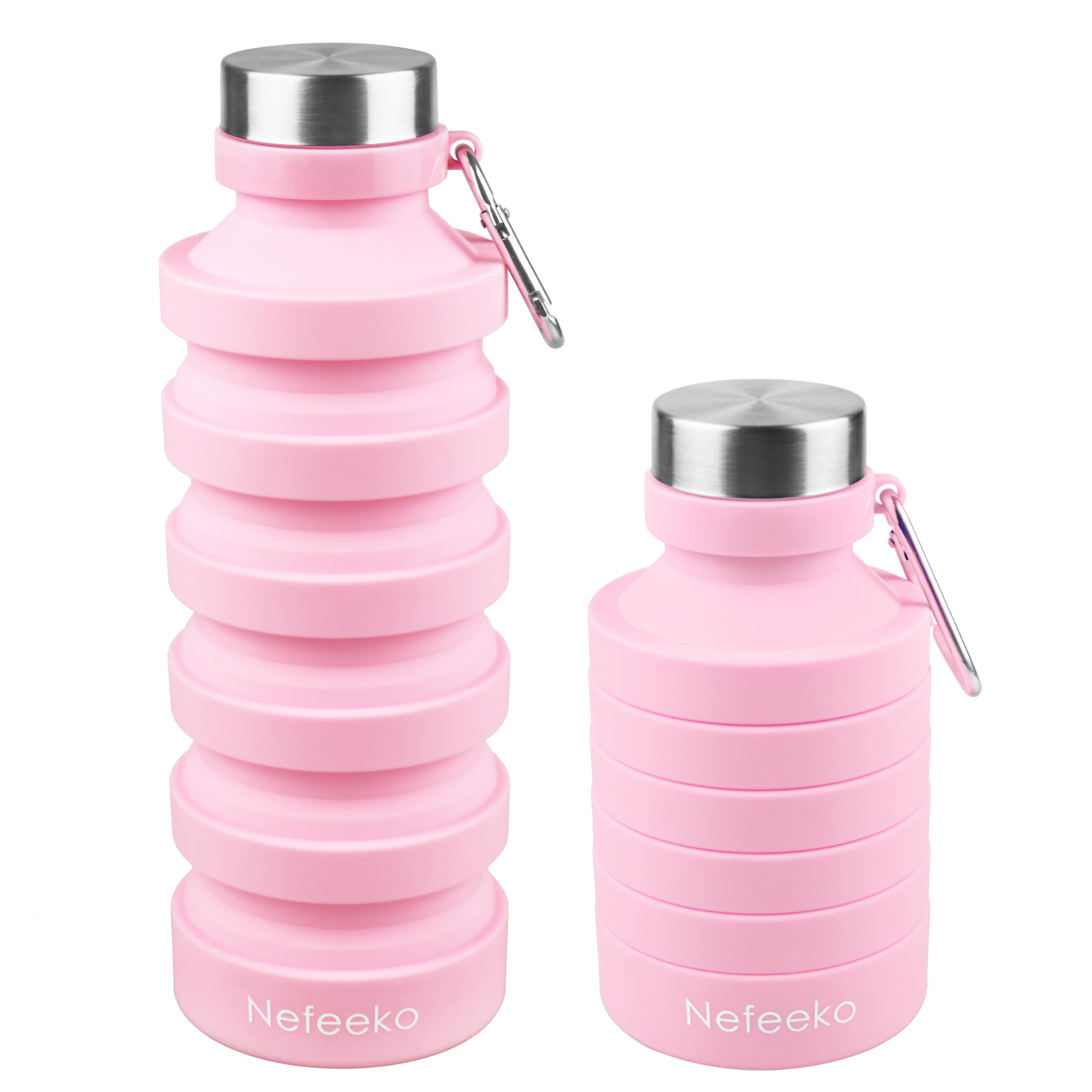 Photo 1 of Nefeeko Collapsible Water Bottle, 27oz Reuseable BPA Free Silicone Foldable Water Bottles for Travel Gym Camping Hiking, Portable Leak Proof Sports Water Bottle with Carabiner