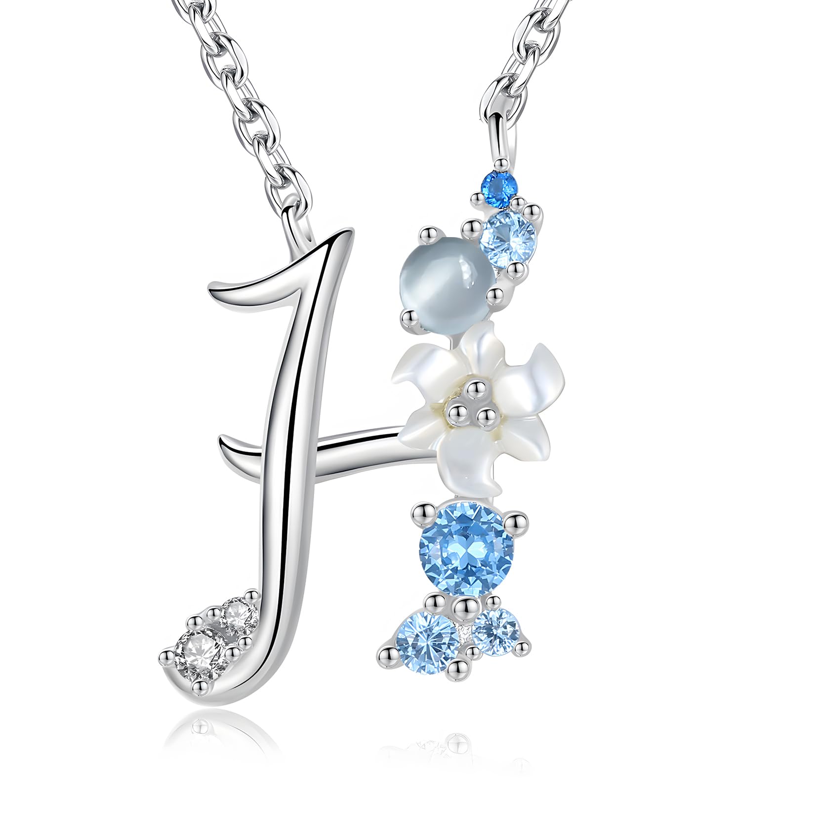 VIKI LYNN Letter H Initial Necklace 925 Sterling Silver Cubic Zirconia Personalised Gifts for Girls — image 1