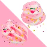 Petyuioyu Cloud Slime Kit 5 Pack Peach Rainbow Lemon Coffee Slime Charms view 3