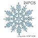 Whitelotous 24pcs Snowflakes Christmas Tree Decoration 10cm Glitter Snow Flake Ornaments Holiday Festival Party Home Decor (Light Blue)