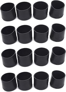 L-A Round Shape PVC Rubber Covers Furniture Foot Table Chair Leg End Cap Cover Tip Protectors,Ceramic Floor Protector (35mm 1.38&rdquo;, Black, Pack of 16)