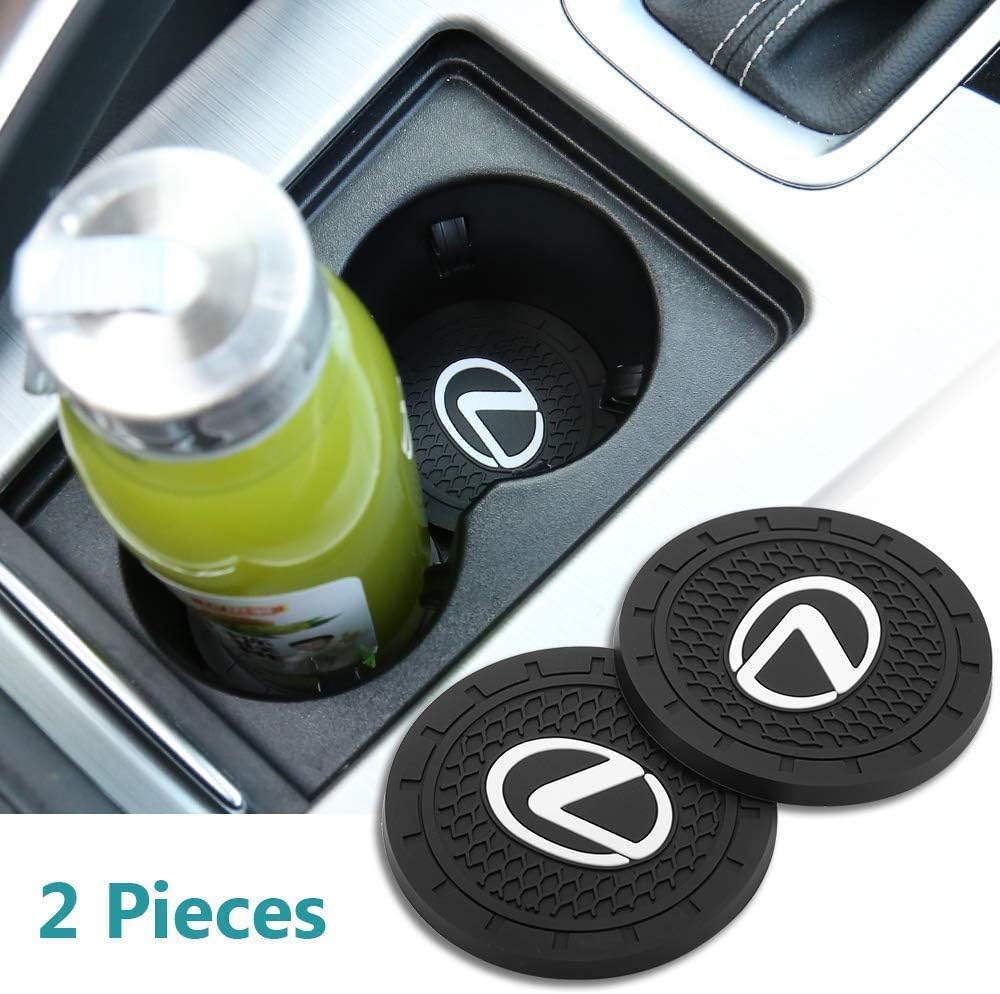 yyyycar 2 Pack Car Cup Holder Coasters for Lexus 2.75'' Diameter Silicone Auto Coasters (Fit Lexus)