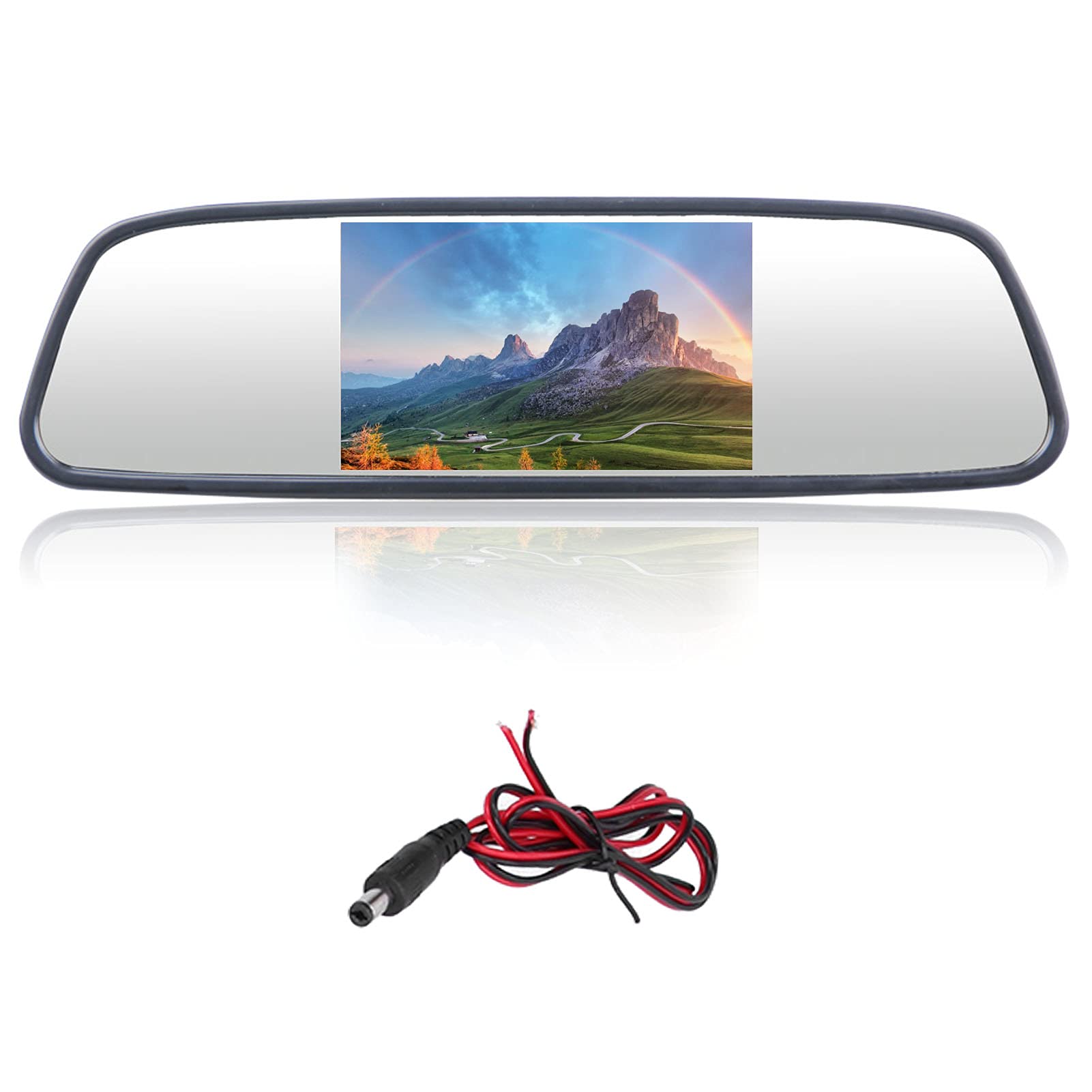 5-Inch Car Rearview Mirror Monitor, Dual Input Channels Compatible with DC12-24V, Perfect for Trunk Use, Durable ABS Structure, High-Definition Display for Safety
