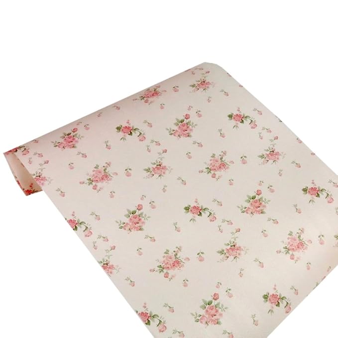 iHappy NonAdhesive Vintage Rose Shelf Paper Drawer Liner 3m,Pink