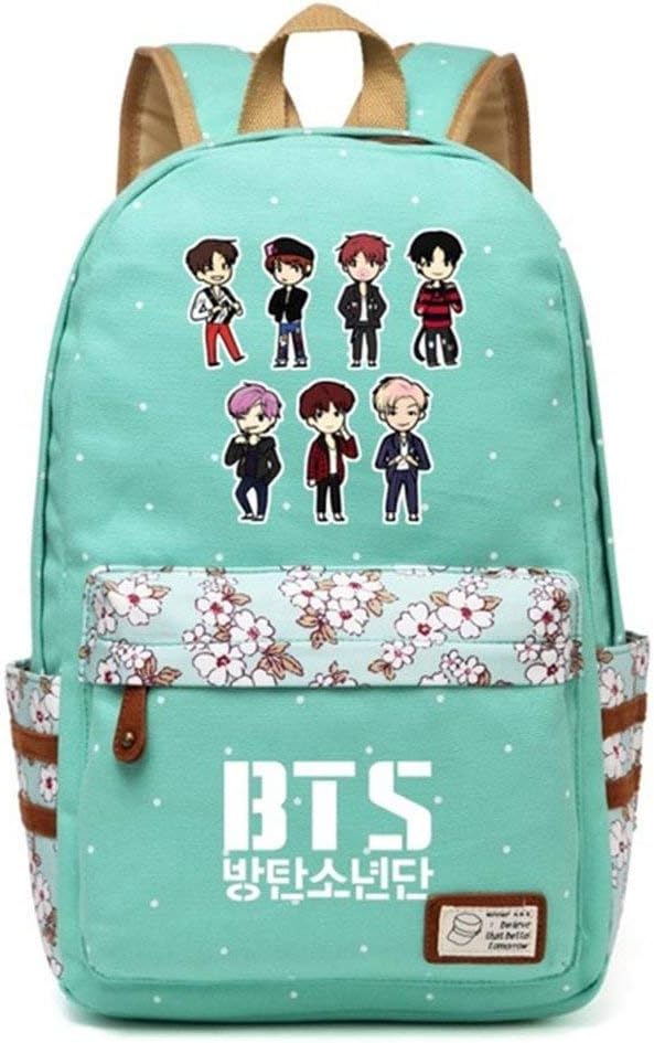 Bangtan Boys BTS Backpack Daypack Laptop Bag College Bag School Bag TA46-7T Character Printing Canvas Backpack Schoolbag Shoulder Handbag for Boy Girl