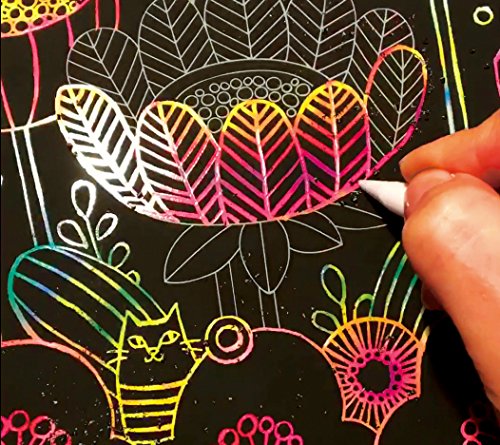 Healing scratch art for adults Healing forest animals (Japan import) 6sheets, scratch pen set