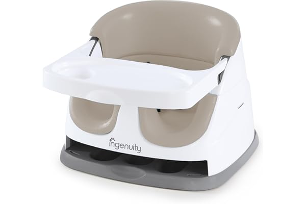 Ingenuity Baby Base 2-in-1 Booster Feeding and Floor Seat with Self-Storing Tray - Cashmere