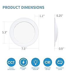 ECOELER 3CCT LED Disk Light, 6inch Dimmable LED