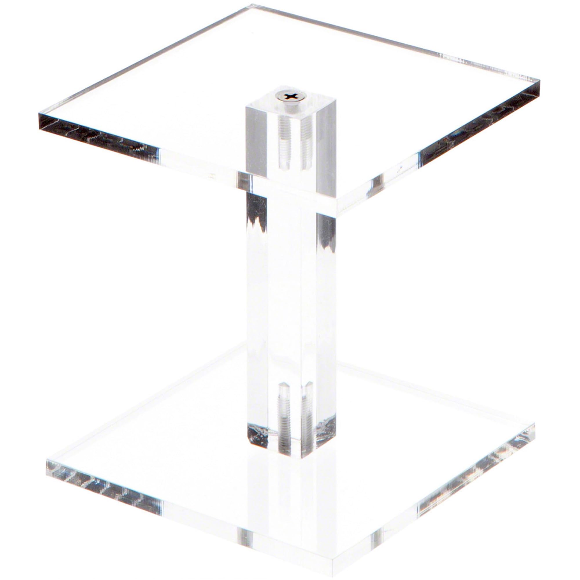 Plymor Brand Clear Acrylic Square Barbell Pedestal Riser 4.5" H x 4" W x 4" D (1/4" thick)