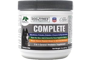 Dogzymes Complete - Probiotics, prebiotics, Glucosamine, Chondroitin, MSM and Hyaluronic Acid, Complete Skin and Coat Care (8 Ounce)
