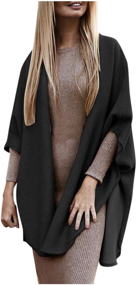 Manteau Femme Grande Taille Cardigan Manches Chauve Souris Ponchos Capes Chale Chaud Couleur Unie Wrap Chale Cardigan Pour Automne Hiver Amazon Fr Vetements Et Accessoires