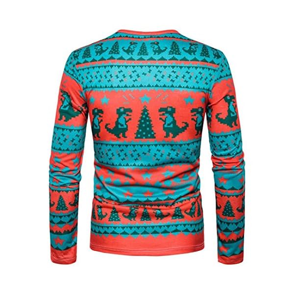 Elogoog Men's Silm Fit Christmas Ugly Reindeer Xmas Party Long Sleeve T-Shirt - Image 3