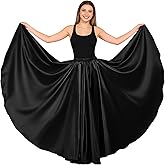 Women Satin Full Circle Ankle Length Swing Long Skirt Maxi Shiny Skirt for Party Cosplay Belly Dance Performance Costume