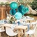 SUNBEAUTY Tissue Paper Pom Poms Paper Fans Honeycomb Balls Kit for Wedding Birthday Baby Shower Valentine Decoration 5 Pieces (Teal Blue)