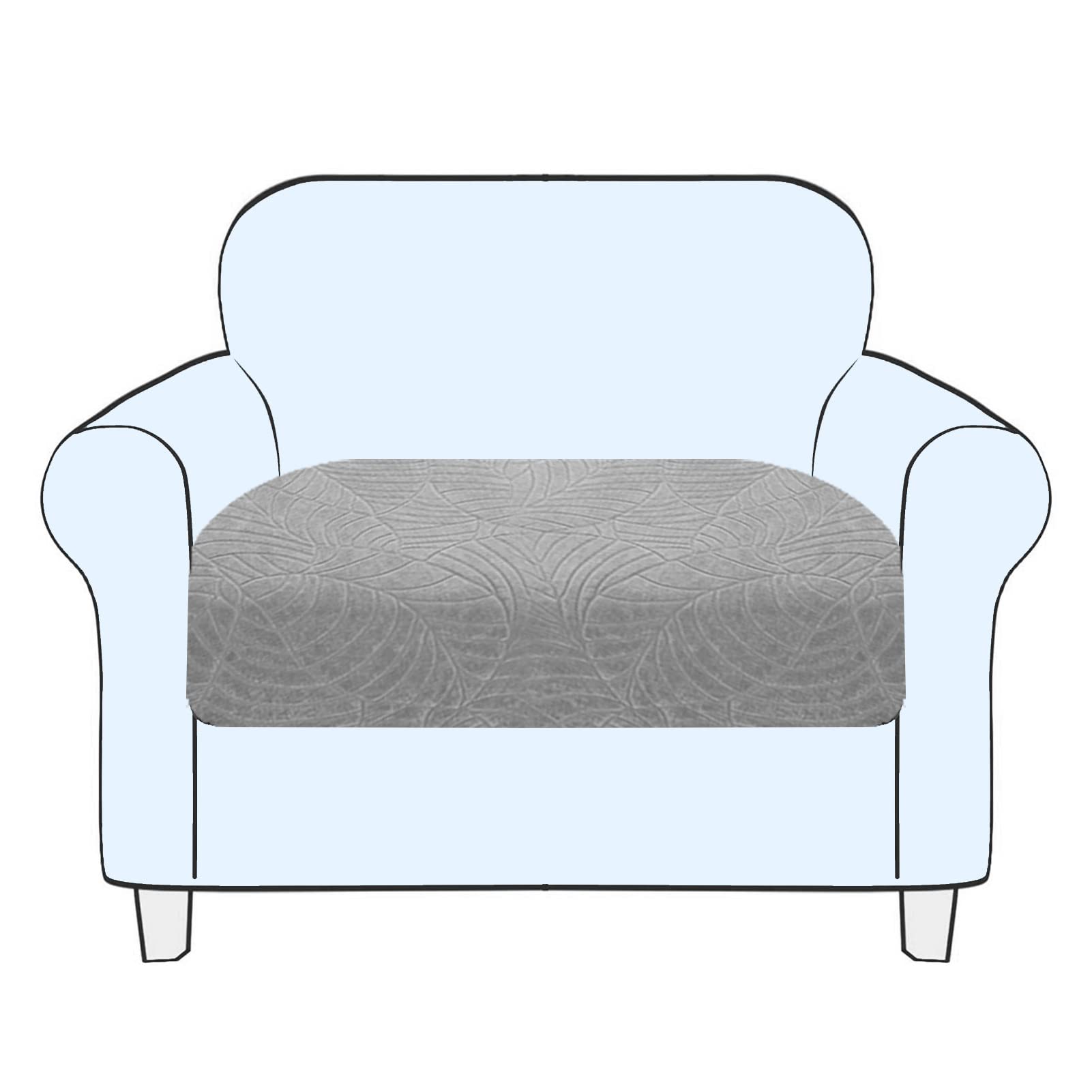 SHUOJIA Sofa Seat Cushion Cover Stretch Cushion Covers Non-slip Slipcover Cover for Sofa Seat Cushions Seat Couch Cover for Pets & Kids (Light Grey,Large-1-Seater)