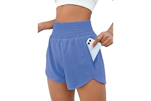 BMJL Women's Athletic Shorts High Waisted Running Shorts Pocket Sporty Short Gym Elastic Workout Shorts