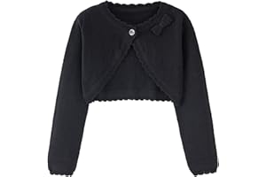 Miccina Toddler Girls Cardigan Sweater Bolero Shrug Baby Kids Long Sleeve Cropped Dress Up Button Closure Jacket Tops