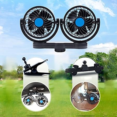Auto-Fans, 12V elektrischer Selbstkühlungs-Ventilator, Auto-Klipp-Fans Kopfstütze 360 Grad drehbarer ruhiger stufenloser Gesc