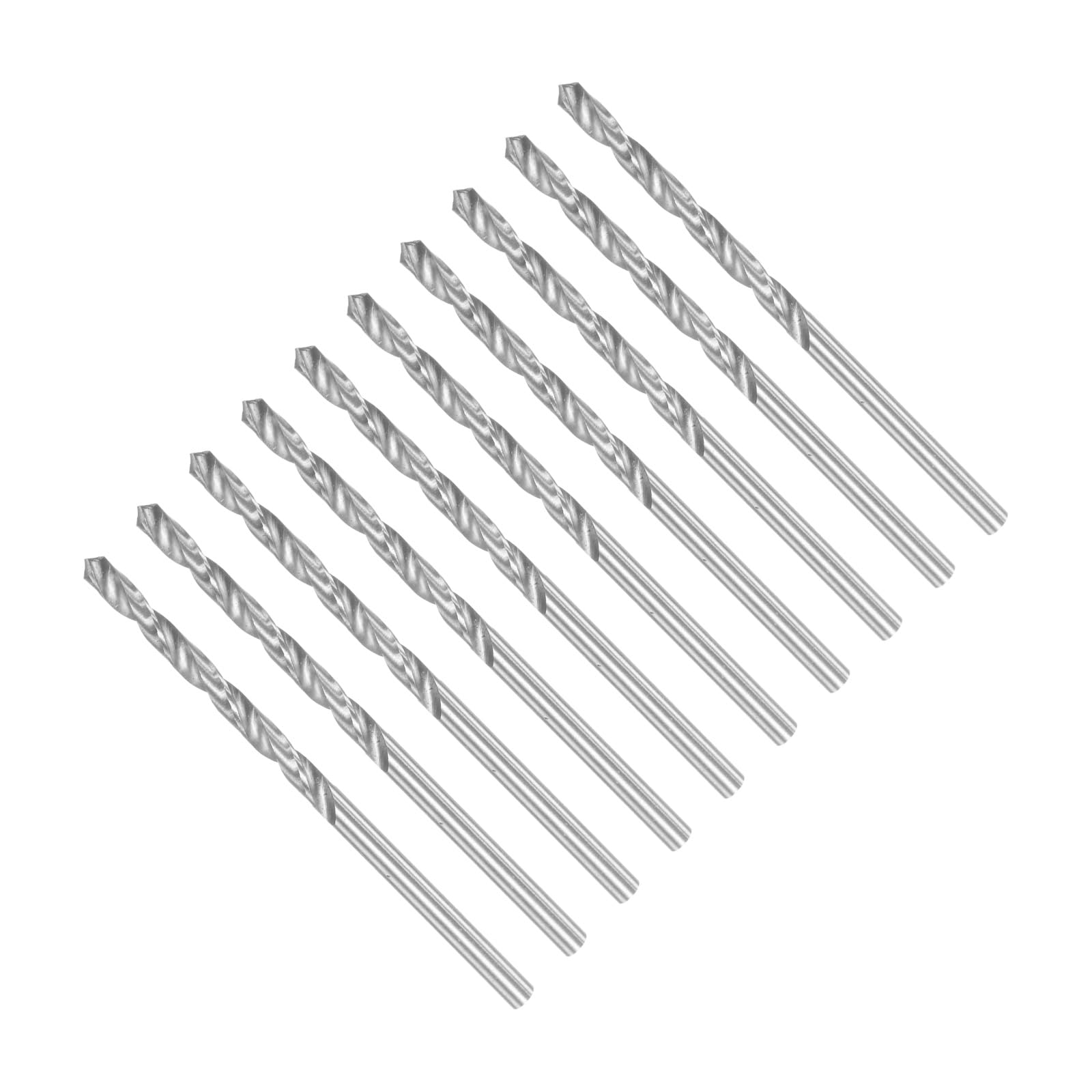 CoCud Twist Drill Bits, 2.9mm Cutting Diameter 0.11" Shank 60mm Length, High-Speed Steel Jobber Bit Set (Applications: for Metal Wood Plastic), 10-Pieces