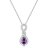 FANCIME Infinity Embrace Birthstone Necklaces for Women Fine Jewelry Sterling Silver Dainty Infinity Pendant Anniversary Birthday Mothers Day Gifts for Her Wife Women Mom Daughter