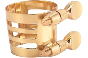 Soprano Saxophone Ligature, Brass Sax Mouthpiece Ligature, with Adjustable Double Screws Saxophone Gold Ligature Fastener, fo