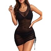 Pinup Fashion Women's Swimsuit Cover Up Sexy Sheer Sleeveless Mesh Swimwear Bikini Coverup Dress