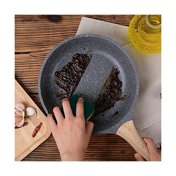 Nonstick-Frying-Pan-Skillet-20cm-Stone-Pans-Cookware-Granite-CoatingPans-Saucepans-Omelette-Skillet-Grey-8-inch ZUOFENG Non Stick Frying Pans 20cm, Non-Stick Omelette Fry Pan, Granite Frying Pan Stone Pans