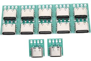 jojofuny 12pcs USB Type-c Female Board PCB Converter for Data Cable DIY Enthusiasts Serial USB C Connector