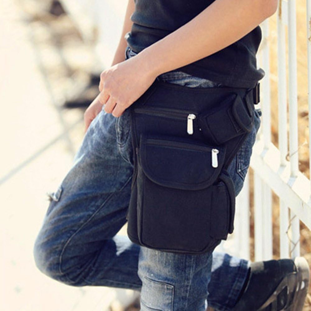 KingNew Men Drop Leg Bag Tactical Military Thigh Panel Utility Waist Belt Pouch Bags Lot(Black)