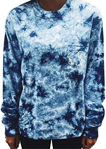 Labaqiangj Women's Tye Dye Sublimation T-shirt BlueMedium