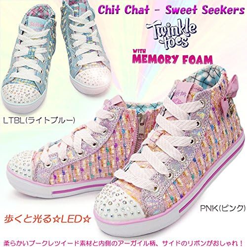Amazon スケッチャーズ 光る靴 l チット チャット スウィート シーカーズ 子供スニーカー ファスナー式 ラメ入り ツウィード リボン飾り Led Twinkle Toes Chit Chat Sweet Seekers 運動靴 スニーカー