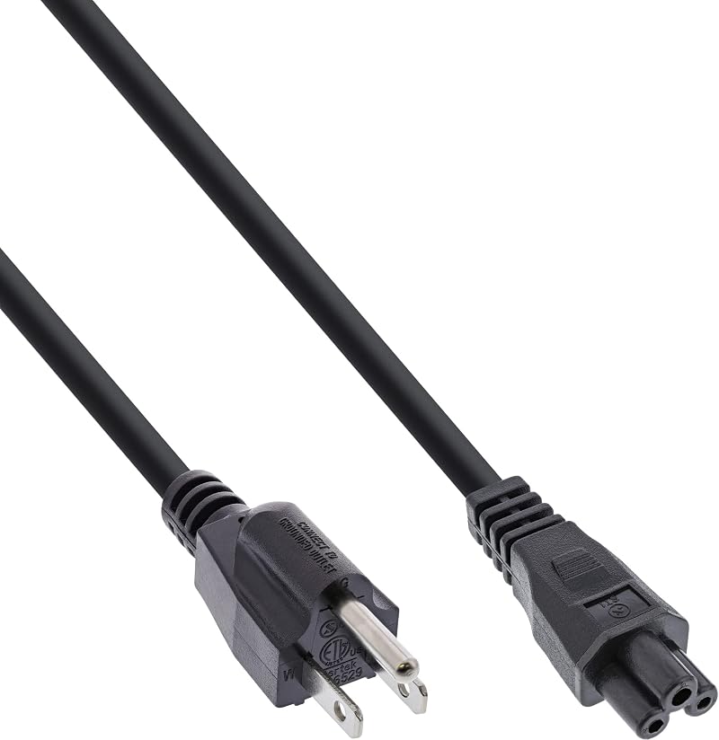 InLine Laptop Power Cable 2m 3-Pin Socket Male to Female Black