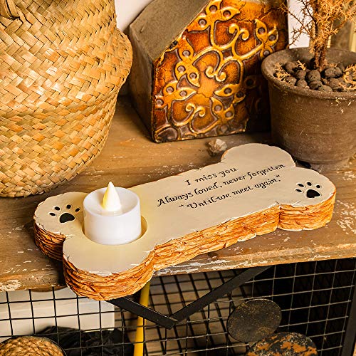 Gwnuqpa Pet Memorial Stone for Dog with 3 Pack Flameless Led Lights Candles for in Memory of Dog Rainbow Bridge Keepsake, Loss of Dog Gifts,Grave Marker for Outdoor Tombstone Or Indoor Display