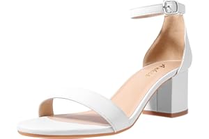 Ankis Nude Silver Black Heels Women's Open Toe Ankle Strap Block Chunky Low Heeled Sandal Comfortable Office Wedding Dress Pump Shoes Standard Size 2.25 Inches Heel Design